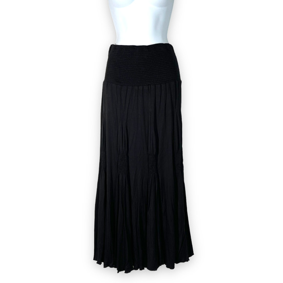 NEW NWT Gadogado Black Gypsy Peasant Skirt Wide Gathered Waist Boho Sz Large - Picture 1 of 8
